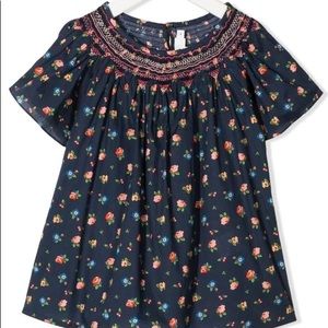 NWOT Bonpoint SS21 Blue Floral Print Cotton Blouse